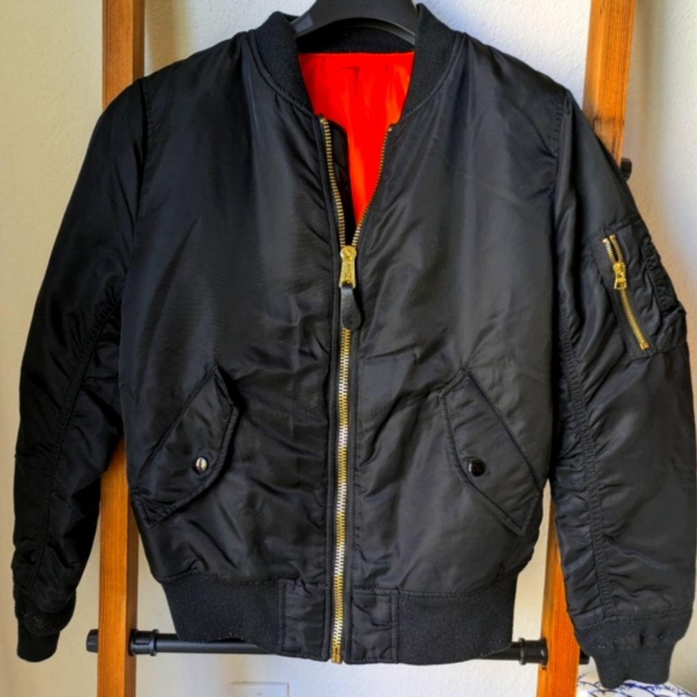 Alpha Industries Women's Black Nylon Bomber Jacket - Size M